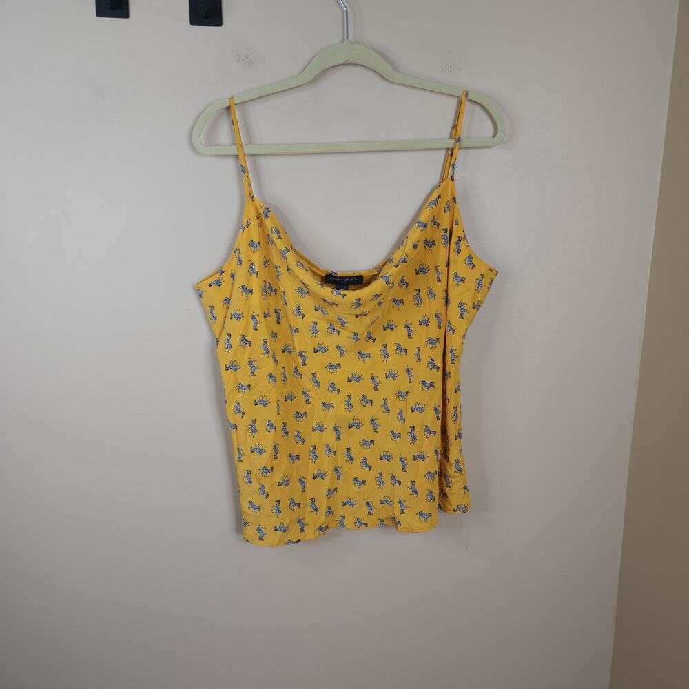 BANANA REPUBLIC BLISS SILK CAMISOLE Zebra Pattern in Yellow Size XXL